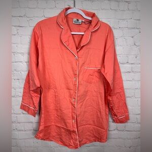 Malabar Bay Organic Cotton Button Up Sleep Shirt Pajamas‎ Sz L, NWOT